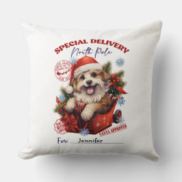 Almohada decorativa de Navidad con perro lindo