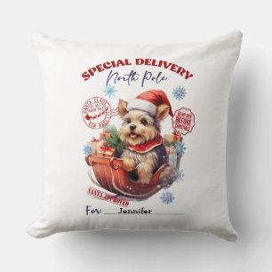 Almohada decorativa de Navidad con Yorkie adorable