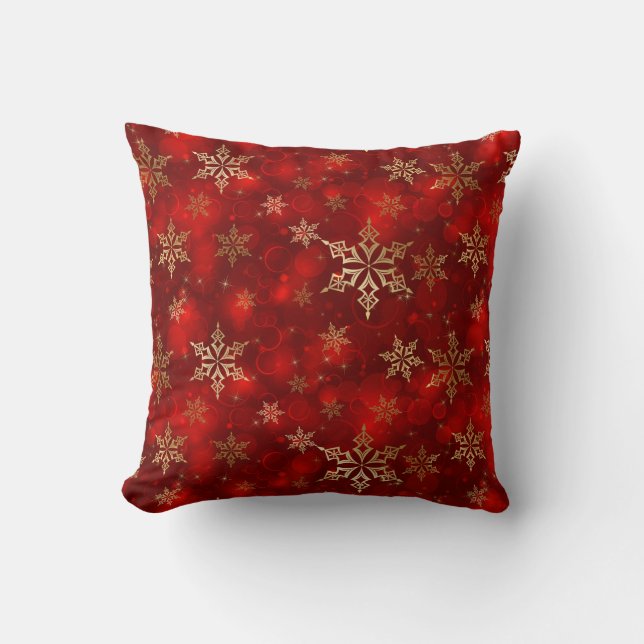 Almohada decorativa de Navidad-Copos de nieve rojo (Anverso)