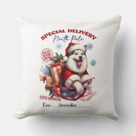 Almohada decorativa de Navidad de Husky Siberiano
