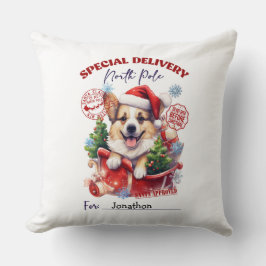 Almohada decorativa de Navidad de perro lindo