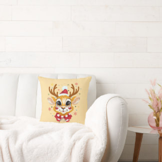 Almohada decorativa de Navidad de reno bebé lindo