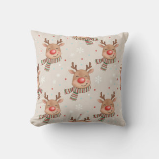 Almohada decorativa de Navidad de renos sonrientes