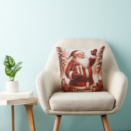 Almohada decorativa de Navidad de Santa Claus roja