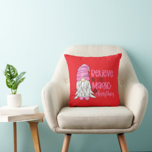 Almohada decorativa de Navidad Gnomo Rosa Festivo