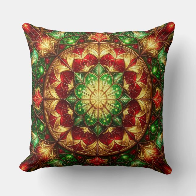 Almohada decorativa de Navidad verde roja (Anverso)