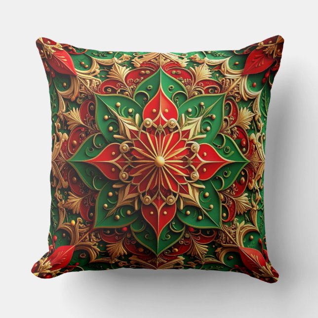 Almohada decorativa de Navidad verde roja (Anverso)