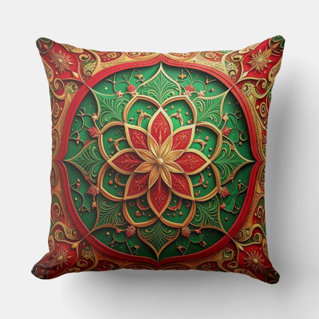 Almohada decorativa de Navidad verde roja (Anverso)