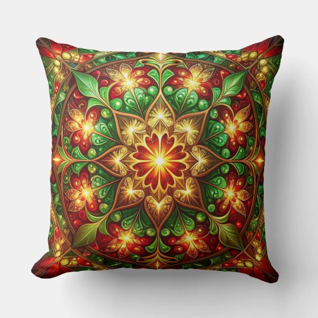 Almohada decorativa de Navidad verde roja (Anverso)