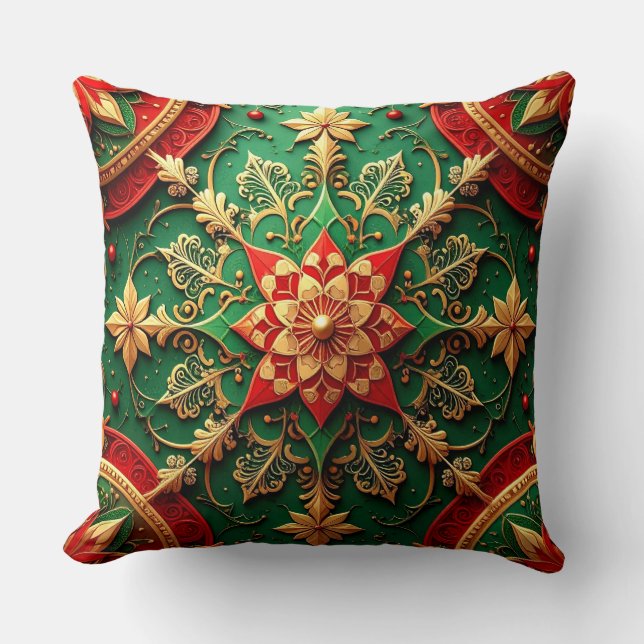 Almohada decorativa de Navidad verde roja (Anverso)