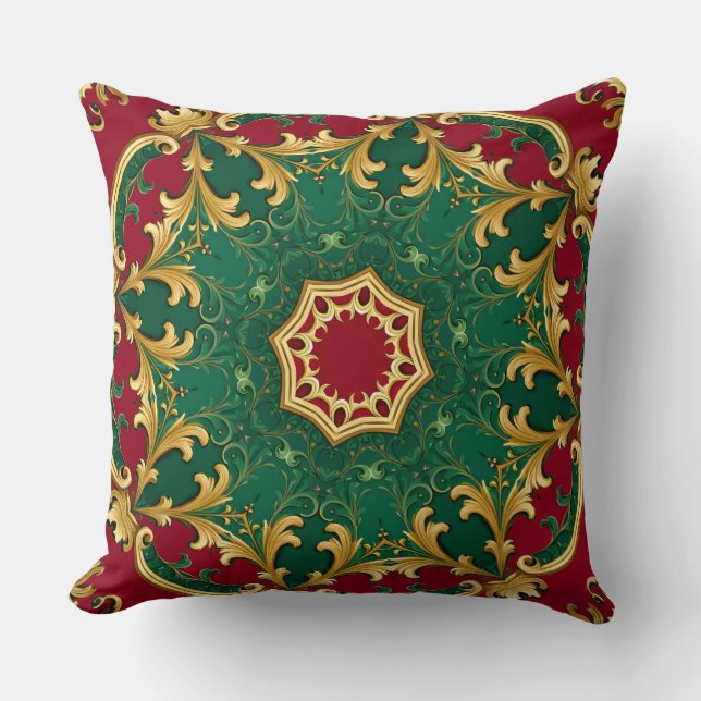 Almohada decorativa de Navidad verde roja (Anverso)