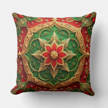 Almohada decorativa de Navidad verde roja