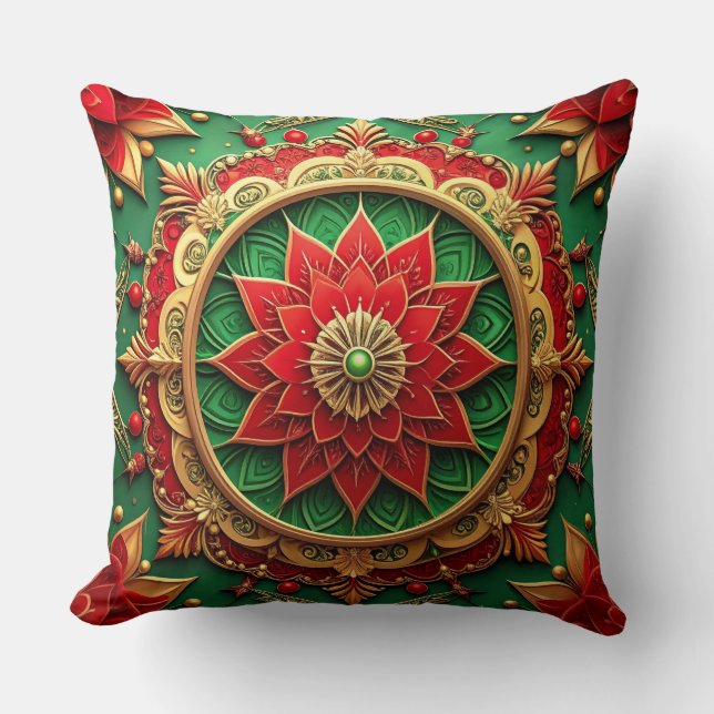 Almohada decorativa de Navidad verde roja (Anverso)