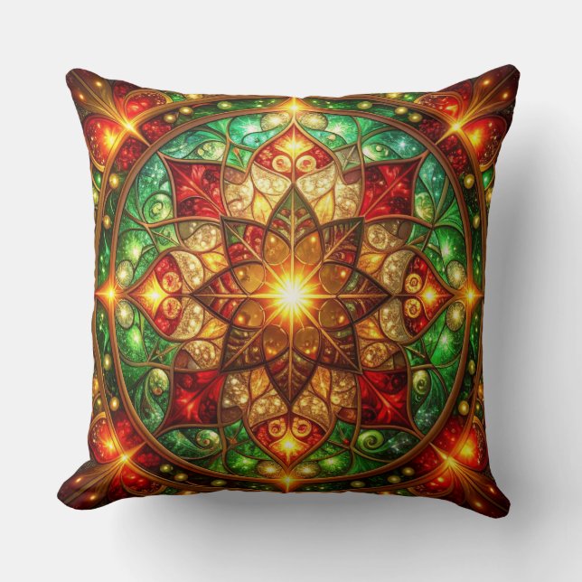 Almohada decorativa de Navidad verde roja (Anverso)