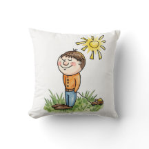 Almohada decorativa de niño lindo con coche de jug