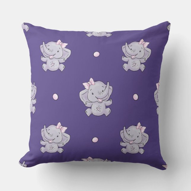 Almohada decorativa de nursery de elefante niña mo (Anverso)