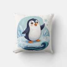 Almohada decorativa de nursery del pingüino lindo