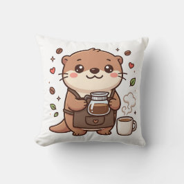 Almohada Decorativa de Nutria Adorable Barista