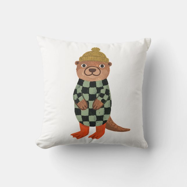 Almohada Decorativa de Nutria con Gorro (Anverso)
