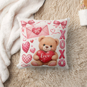 Almohada decorativa de osito de San Valentín
