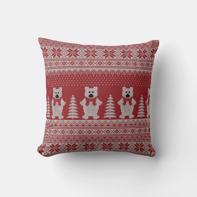Almohada decorativa de oso polar de Navidad lindo (Anverso)