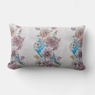 Almohada decorativa de pájaro acuarela Blue Budgie