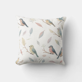 Almohada decorativa de pájaros y hojas pastel insp