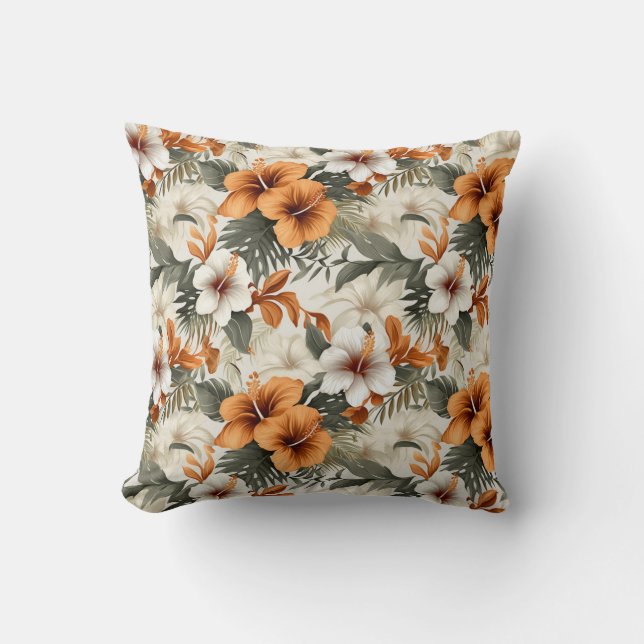 Almohada decorativa de palmeras florales tropicale (Anverso)