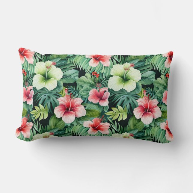Almohada decorativa de palmeras florales tropicale (Anverso)
