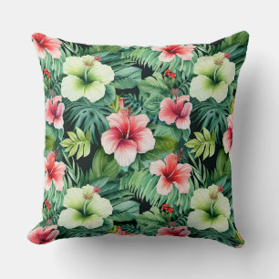 Almohada decorativa de palmeras florales tropicale