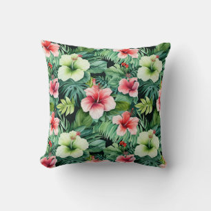 Almohada decorativa de palmeras florales tropicale