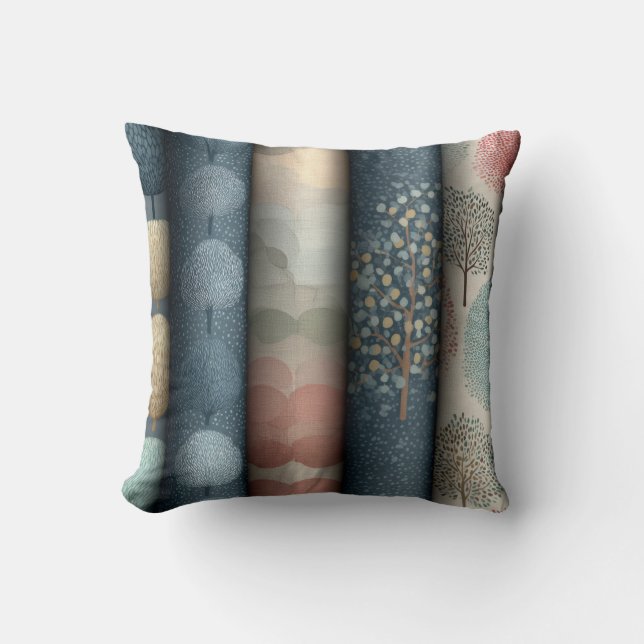 Almohada decorativa de paneles de árboles botánico (Anverso)