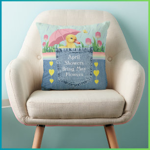 Almohada decorativa de patito de primavera