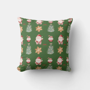 Almohada decorativa de patrón acuarela navideño