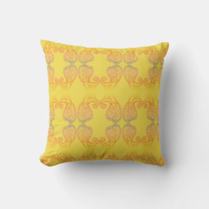 Almohada decorativa de patrón de cachemira dorado 
