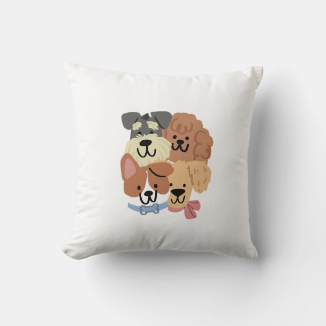 Almohada Decorativa de Patrón de Cachorros Jugueto (Anverso)