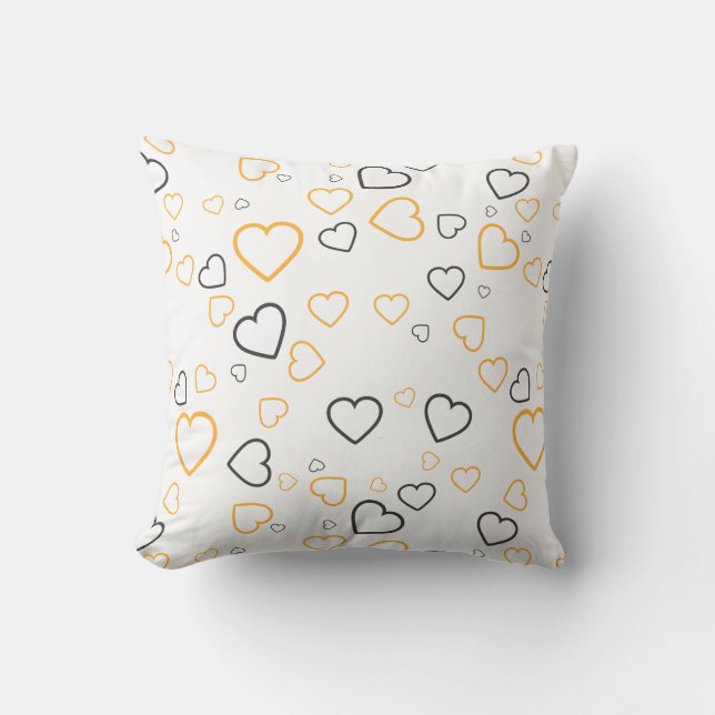 Almohada decorativa de patrón de corazones felices (Anverso)