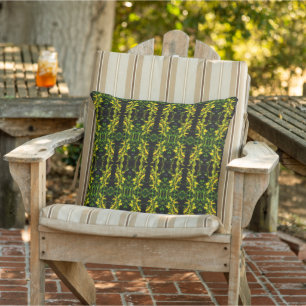 Almohada decorativa de patrón de tapiz verde y ama