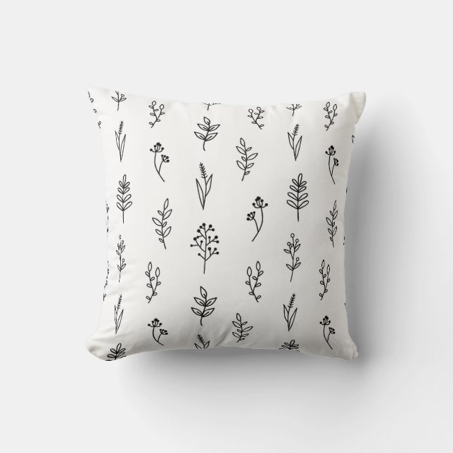 Almohada decorativa de patrón floral dibujado a ma (Anverso)