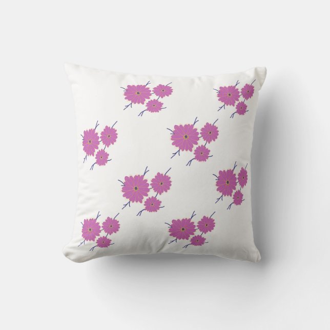 Almohada decorativa de patrón floral rosa – Modern (Anverso)