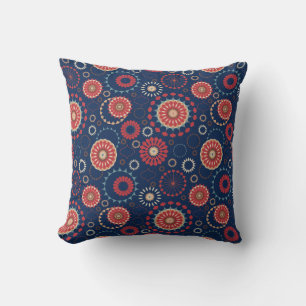 Almohada decorativa de patrón geométrico azul mari
