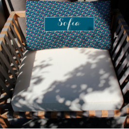 Almohada decorativa de patrón geométrico azul océa