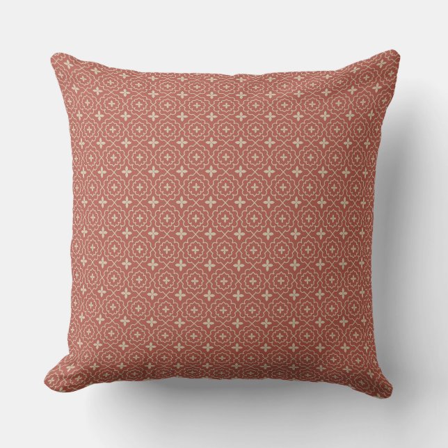 Almohada decorativa de patrón geométrico rojo mode (Anverso)