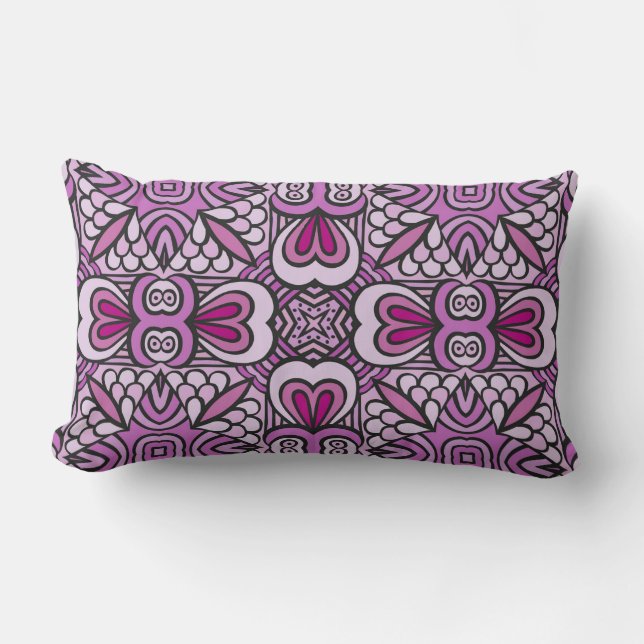 Almohada decorativa de patrón geométrico rosa sin  (Anverso)