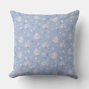Almohada decorativa de patrón Kawaii de oveja azul