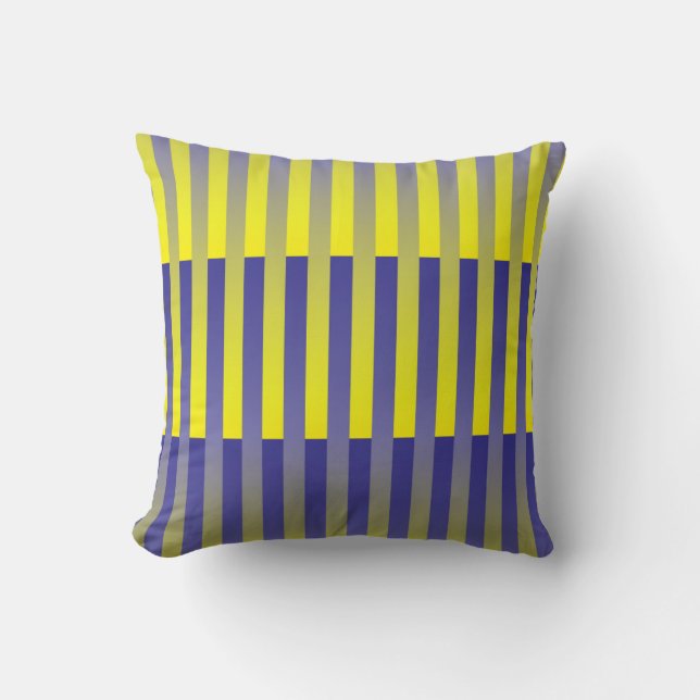 Almohada decorativa de patrón rayado púrpura y ama (Anverso)
