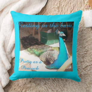 Almohada decorativa de pavo real azul macho bonito