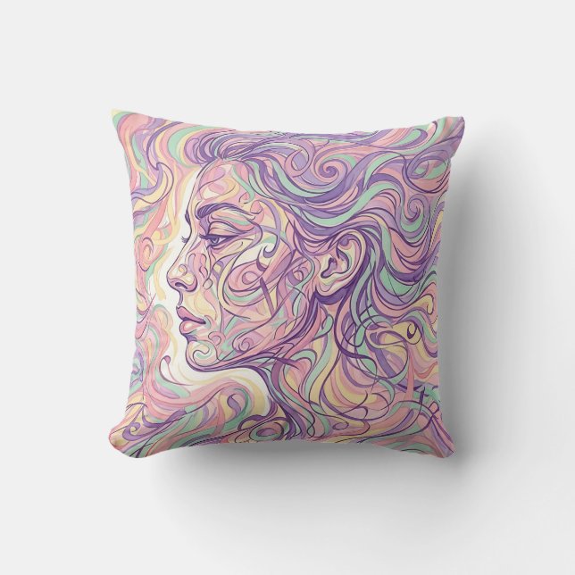 Almohada decorativa de perfil facial – Tinta paste (Anverso)