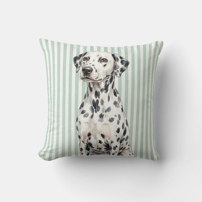 Almohada decorativa de perro dálmata al aguarela (Anverso)