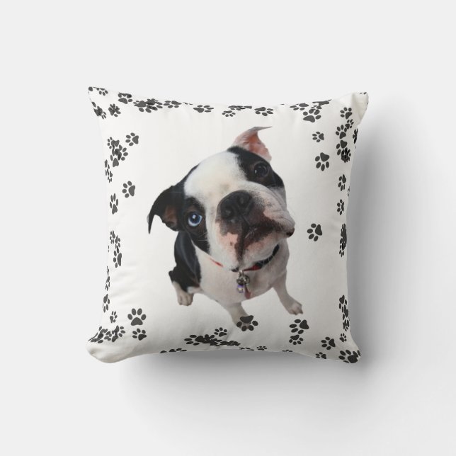 almohada decorativa de perro horrible de boston (Anverso)